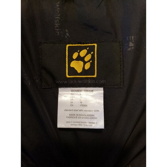 Jack Wolfskin Puffer Vest Womens L Black Hooded Sleeveless Jacket Microguard - Picture 13 of 15